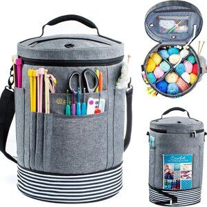 New Expandable Yarn Storage Organizer, Crochet Bag & Yarn Tote with Zipper Closu